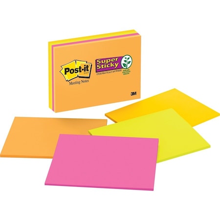 Post-It Note, Post-It, 8X6, 4Pk, Assrt MMM6845SSP